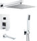 KINKIBOS Système de douche encastré à montage mural, système de douche 3 fonctions avec pommeau de douche haute pression de 30,5 cm, douchette à main et bec de baignoire, ensemble mitigeur de douche