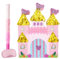 WERNNSAI Prinzessin Schloss Pinata – Prinzessinnen Geburtstags Piñata Deko Mädchen Kinder Schloss Piñata mit Augenmaske Stock Rosa Glitzernde Prinzessinnen Geburtstagsparty Partyspiel 42 x 32 cm