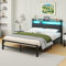 QUCENAK 5ft King Bed Frames with Upholstered Storage Headboard,Upholstered Bed Frame King Size,Mattress Foundation/Strong Steel Slat Support/Under Bed Storage/Easy Assembly