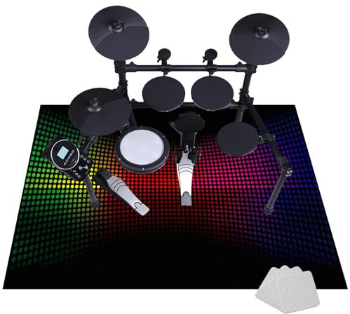120 x 100 cm Schlagzeugteppich Drum Teppich Rutschfeste - Professionelles Jazz Schlagzeug Kit für Bass Drum Snare Drum und andere Instrumente Teppich - Rechteckiges Elektrisches Schlagzeug Teppich