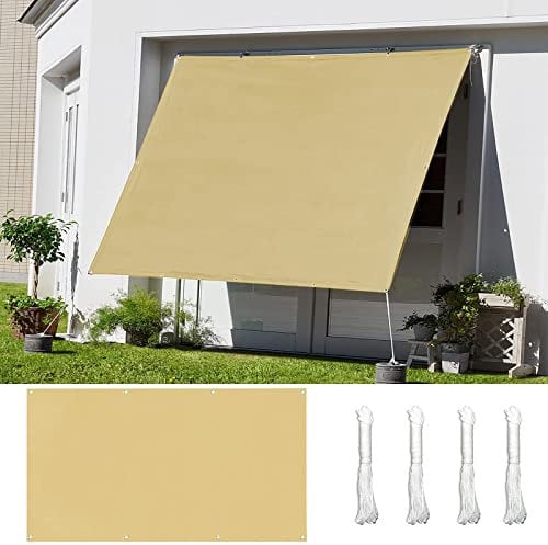 Toldo impermeable para pérgola con 95% de bloqueo UV, ideal para patios al aire libre, patios, balcones y jardines, color beige, incluye cuerdas de montaje. Tamaño: 3 x 3,5 m