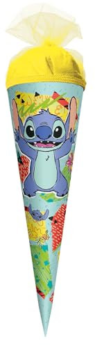 Schultüte, Disney Stitch, 22 cm, rund, Tüllverschluss