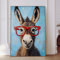 Esel-Gemälde auf Leinwand, Wandkunst, Eselbilder, Wanddekoration, lustiger Esel mit roter Brille, Vintage-Tiere, Poster, Esel, Kunstdrucke, modernes Kunstwerk für Wohnzimmer, Schlafzimmer, Badezimmer,
