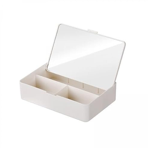 MagiDeal 2x Desktop Makeup Organizer Cosmetics Storage Box Foldable Storage, Women Vanity Mirror Desktop Organizer Box for Home Dorm