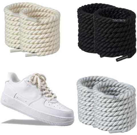 TEOZBLU 3 Paio Lacci Corda Per Air Force 1, 140mm, Lacci Intrecciati, Lacci Grossi Scarpe Da Ginnastica, Scarpe Da Corsa, Scarpe Sportive