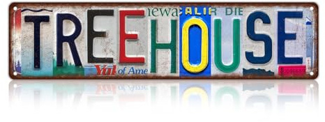 JBYMsign Vintage Treehouse Street Sign Wall Decor Metal Tin Signs