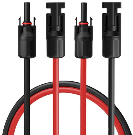 H1Z2Z2-K Solar Cable Set 35 Fahrenheit 4 mm² 2 x 12 m with Solar Plug, Photovoltaic Cable on Both Sides, Red/Black with Plug for Solar PV System, UV and Resistant