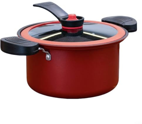 CWOQOCW Slow Cooker, 3,5 l Edelstahl, elektrischer Schongarer, antihaftbeschichteter Edelstahl-Eintopf mit Glasabdeckung für die Küche zu Hause (rot)
