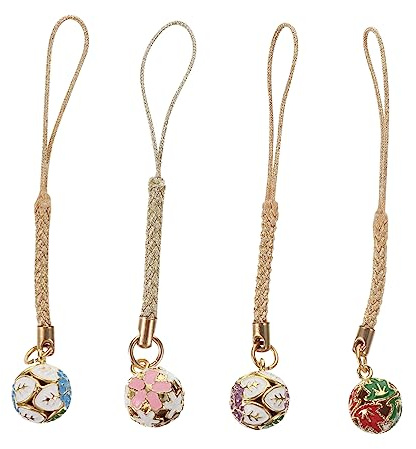 Luxshiny Handyseile Mit Kleinen Blumenglocken Japanischer Stil Handgefertigte Schlüsselanhänger Für Weihnachten Und Alltag 4 Stück