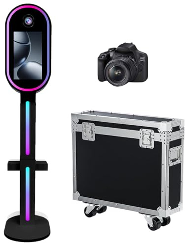 Appareil photo portable avec miroir - Écran tactile - 15,6 - Avec étui de transport - Pour fête de mariage - Noir - Appareil photo + appareil photo