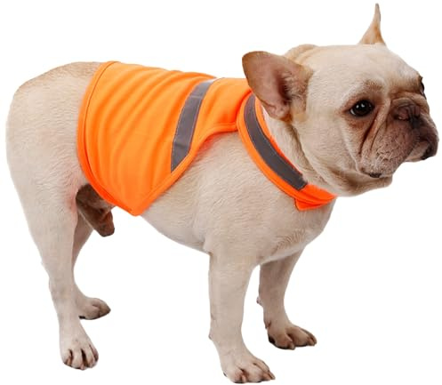 Yiohejy Reflektierende Weste für Hunde, Sichtbarkeitsweste für Hunde, atmungsaktiv, fluoreszierend, verstellbar, Orange, bequemes Haustierzubehör für Jagd, Spazierengehen, Training