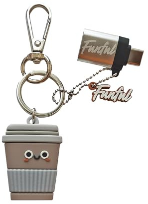 FUNFUL [2en1] Pendrive + Llavero Original de CAFÉ para Animarte con Buenas Decisiones, Memoria USB con Adaptador USBC de 32 GB - Llaveros/Pendrive Originales para Regalar, Regalos Niñas y Mujer