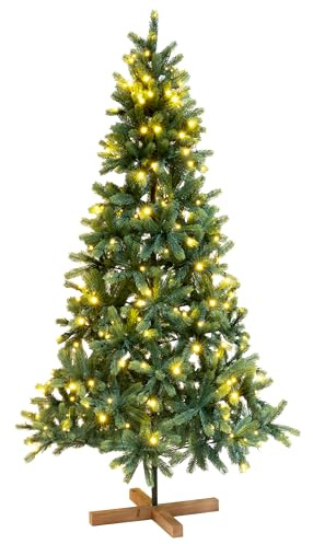 180 cm naturgetreuer künstlicher XL Weihnachtsbaum in Nordmanntannen-Optik, ca. 922 Äste mit hochwertigen PE Nadeln, inkl. Baumständer, einfacher Zusammenbau (beleuchtet mit 240 LEDs)