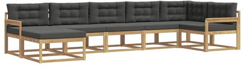 vidaXL Outdoor-Sofagarnitur mit Kissen 7 pcs Weiß und Anthrazit, Moderner Garten-Sofa, Flexible Sitzgelegenheit, wetterfestes Set für Entspannung im Hinterhof