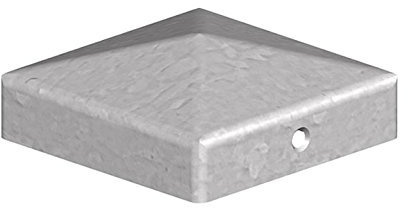 2x Pyramid Square Galvanised Metal Fence Post Caps - 4 100mm Post Top