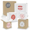 DIY itenga AdventskalenderSet V03 zum Selberbefüllen 24x Quader Würfel gemischt WEISS/BRAUN (Kraftkarton) + Sticker (Motiv Z07 Rot Grau)