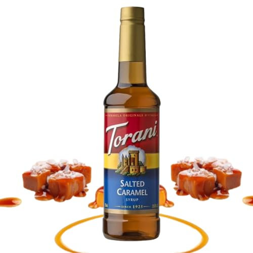 Torani Salted Caramel Coffee Syrup (750ml) - Pure Cane Sugar Coffee Syrups for Lattes, Hot Chocolates, Macchiatos & Dessert Drinks - Sweet & Salty Taste, Vegetarian-Friendly