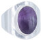 mantraroma Damen Ring Silber mit Stein Amethyst Edelstein lila schlicht groß modern