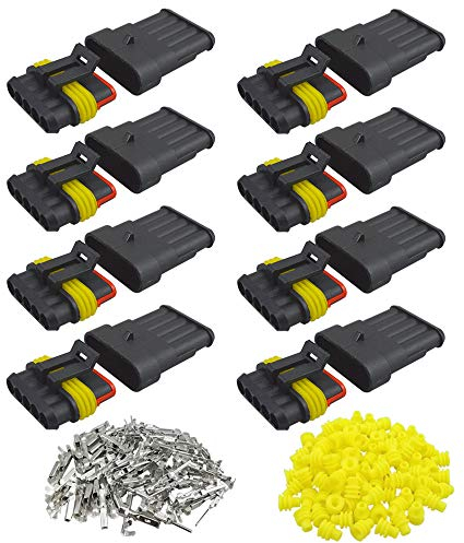 QitinDasen 8 Set 5 Pin Waterproof Car Electrical Connectors, Sealed Waterproof Electrical Connector Plug Socket Kit, for Car Truck Boat