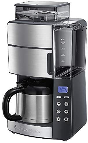 Russell Hobbs Machine à Café, Cafetière Filtre Isotherme Semi Automatique 1000W, Moulin à Grains Intégré, Programmable - 25620-56 Grind and Brew