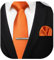 HISDERN Herren Hochzeit Orange Krawatten und Einstecktuch krawattenklammer Set Einfarbige in verschiedenen Farben