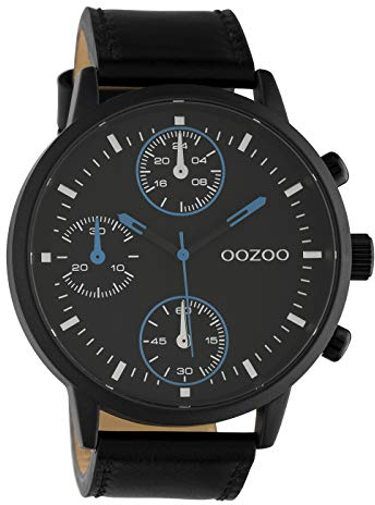 Oozoo Herrenuhr mit Lederband 50 MM Black/Schwarz/Schwarz C10669