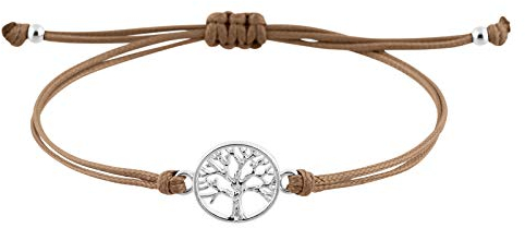 StarAppeal Lebensbaum Freundschafts Armband Mit Perlen in Silber und Gold, Größenverstellbar, für Mädchen und Damen, Handmade (Braun-Silber)