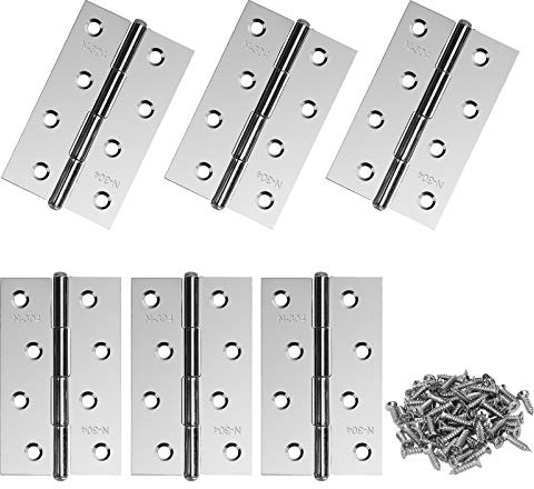 Scharnier Edelstahl Türscharnier Türband Scharnier Schaniere Klappbar mit Schrauben für Schrank Schublade Heimmöbel-Hardware 89 * 54mm 6 Stück