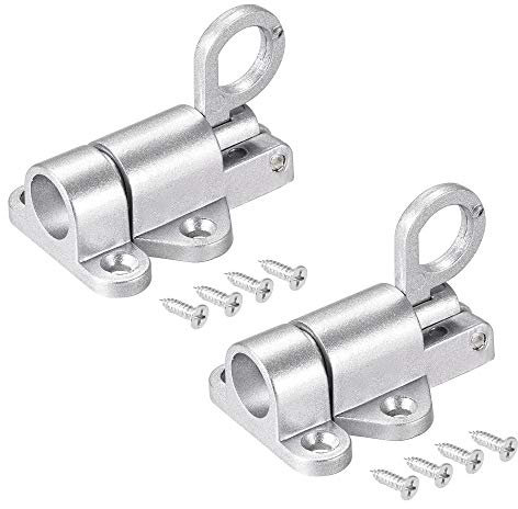 sourcing map Door Spring Bolt Aluminum Alloy Security Automatic Window Gate Latch Bounce Lock Silver Tone 2pcs