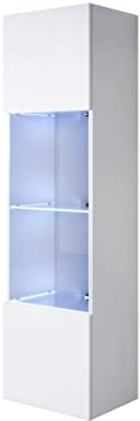 MB Muebles Bonitos | Vitrinenschrank Luke V6 | Breite 40 x Höhe 165 x Tiefe 29 cm | Glänzendes Melamin | Weiß
