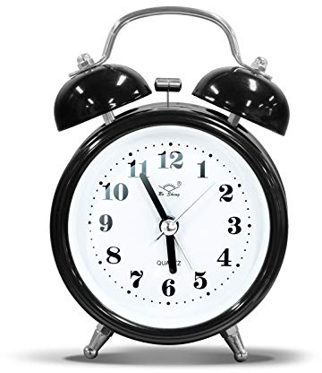 OWill 4 inches (about 10.2 cm) Dual Bell Alarm Clock with Three-dimensional Dial Simple Alarm Clock Loud Ringing Use Carbon Batteries