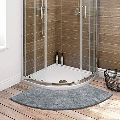 KKPW Duschvorleger Eckdusche, rutschfest Badteppich Eckdusche Aus Mikrofaser, Waschbar Badematte Halbrund, rutschfeste Unterseite, Anthrazit, 100x45 cm
