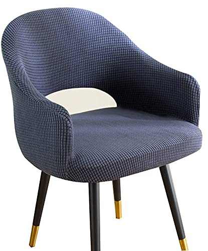 Stuhlbezug Mit Armlehne Bürostuhl Stuhlhussen 1/4/6er Set Grau/WeiB Stretch rund Rückenlehne Wasserdicht Stuhlabdeckung Hussen für Hotel Restaurant Dekor Cafe (Color : E, Size : 4PCS)
