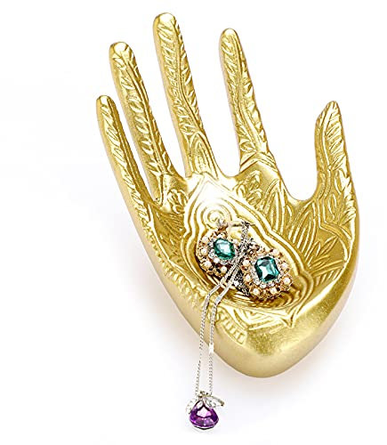 ELLDOO Buddha Hand Schmuck Tablett Ringe Halter Schmuck Display Hand Schmuck Halter Schmuckschale Aufbewahrung Dekoration, Gold