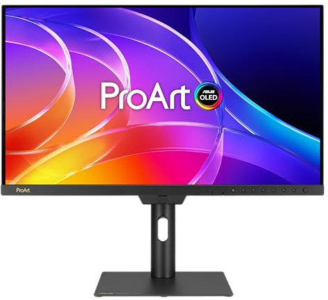 ASUS PROART DISPLAY OLED PA27USD, Monitor Professionale da 26,5, Nero | 4K UHD QD-OLED (3840x2160), 240Hz, 0,1ms, Colorimetro, Auto Calibrazione, Dolby Vision, Calman Verified, Supporto Ergonomico