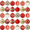 Weihnachtskugel Christbaumkugeln Set 30 Stück 6cm Kunststoff Weihnachtsbaumkugeln mit Anhänger Christbaumschmuck für Klassische Weihnachtsbaumschmuck (Rot und Gold)