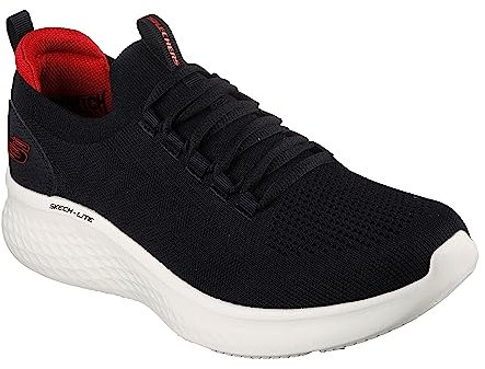 Skechers Herren 232593 BKRD Sneaker, Schwarzer Strick-Duraleather-Besatz, 43 EU