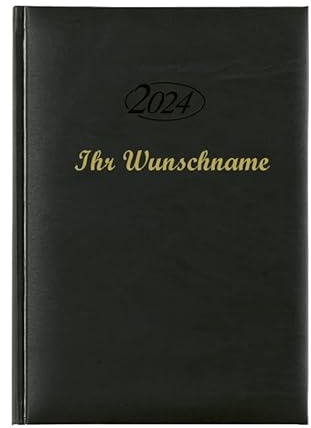 Buchkalender 2025 mit Namensgravur / Chefkalender / Farbe: schwarz