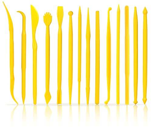 14 Stück Plastik Ton Werkzeuge Kinder, Doppelseitig Polymer Ton Werkzeug Set Modellier Werkzeuge Ton Bildhauerwerkzeuge für Keramik Skulptur Keramik Kunsthandwerk