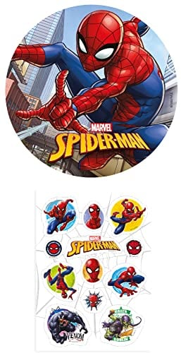 Dekozauber24 Spiderman Edible Cake Toppers + 20x Cupcake Toppers for children birthday parties, superhero cake decoration (Spiderman No. 1