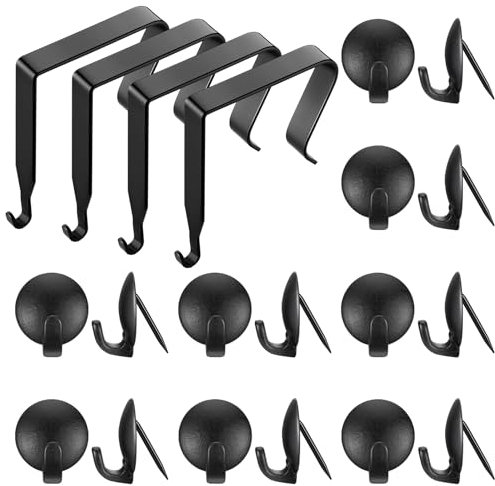 4 Stück Kabinen-Whiteboard-Aufhänger und 16 Stück Nadelhaken-Set Metall Schwarz Kabinenhaken über der Tür Spiegelhaken Ölgemälde Pinnnadeln mit Haken für Zuhause Büro Kabine Stoff Whiteboard Wand Holz