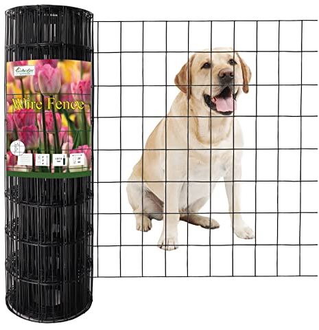 FOREHOGAR Gartenzaun, PVC-beschichtet, geschweißt, 16 GA, 7,6 x 5,1 cm, Schwarz