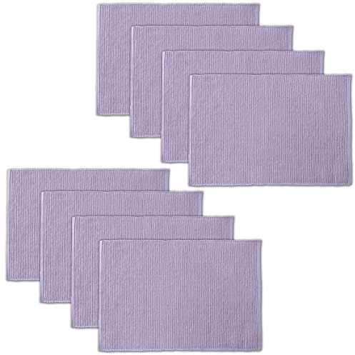 AVKA Studio Platzsets aus 100 % Baumwolle, gerippt, 20,3 x 48,3 cm, Violett, für den täglichen Gebrauch, dicke Konstruktion, waschbare und wiederverwendbare Stoff-Tischsets