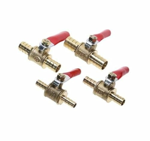 Brass Shutoff Ball Valve Pipe 6mm 8mm 10mm 12mm Fuel Hose Joiner Inline Fitting (4mm)