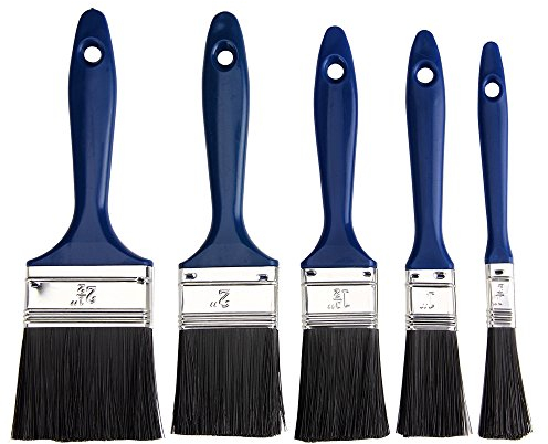 MONZANA® Lot de 5 pinceaux plats bleu peinture maison lasure bois vernis travaux divers bricolage intérieur extérieur peinture acrylique