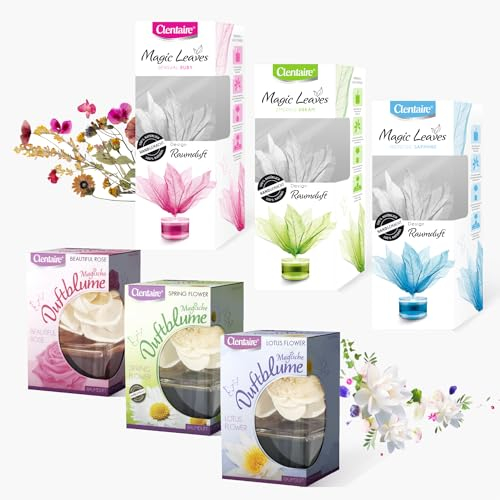 CLENTAIRE 6er Vorteilspakete 6 x Raumduft (gemsicht) - Emerald Dream, Midnight Sapphire, Sensual Ruby, Beutiful Rose, Lotus Flower, Spring Flower
