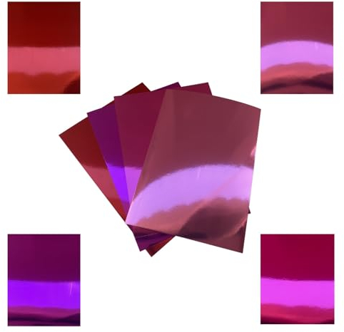 ASENME Bastelkarton, 250 Gramm A4 Metallischer Karton (Rot+Lila+Rosa, A4 / 8 Einheiten)