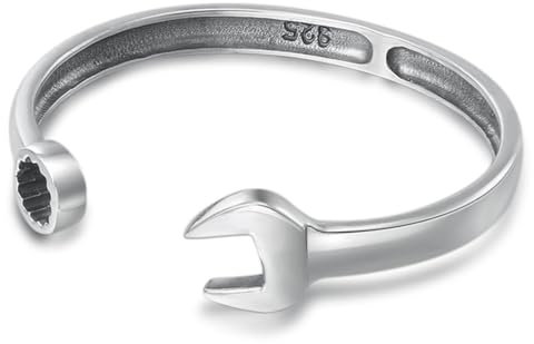 TYMONT S925 Sterling Silver Vintage Spanner Bracelet, Ladies Personalised Creative Opening Adjustable Sterling Silver Bracelet,Silver,18cm~22cm