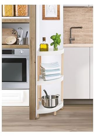 vienberg Eckregal Fixwood Series | 3 Ablagen - 79cm hoch | Küchenregal stehend, Ablageregal, Badezimmer-Regal, Aufbewahrungsregal, eckschrank küche Bad Regal (Weiss)
