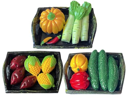 UPKOCH 3pcs Miniature Fruit Basket Models Mini Vegetables and Fruits Figurines Doll House Baskets for Mini House Store Decoration